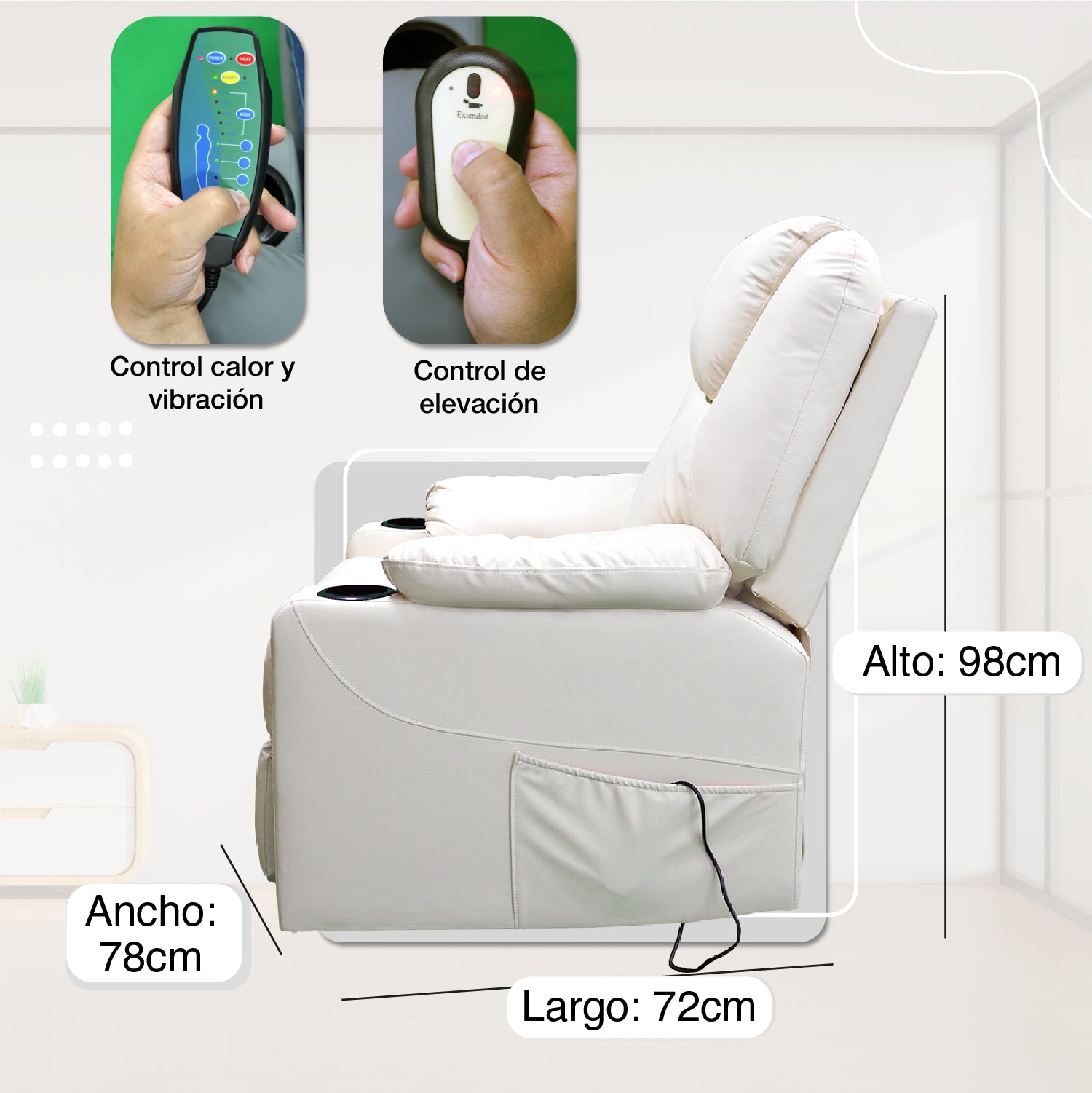 Sillón elevador Royal - Sillón elevador, masajeador y reclinable