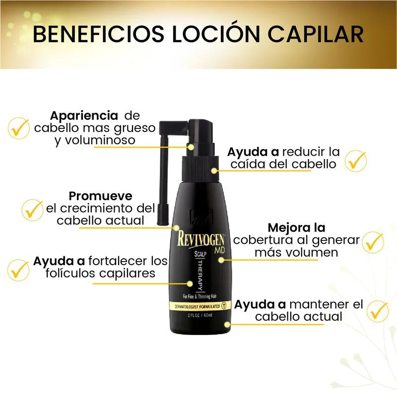Loción capilar que ayuda a fortalecer y prevenir la caída del cabello - Revivogen Md Kit Therapy