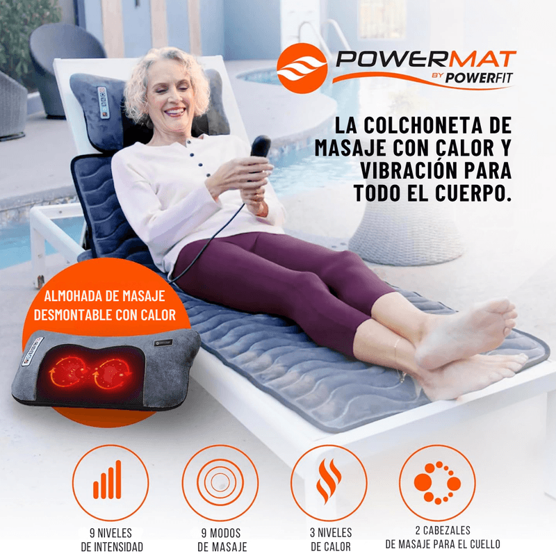 Sistema de masaje con Calor y Cojín removible con masaje Shiatsu "Un Spa en su propia Casa"- Powermat By Power Fit TVNOVEDADESTV