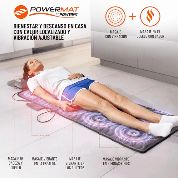 Sistema de masaje con Calor y Cojín removible con masaje Shiatsu "Un Spa en su propia Casa"- Powermat By Power Fit TVNOVEDADESTV