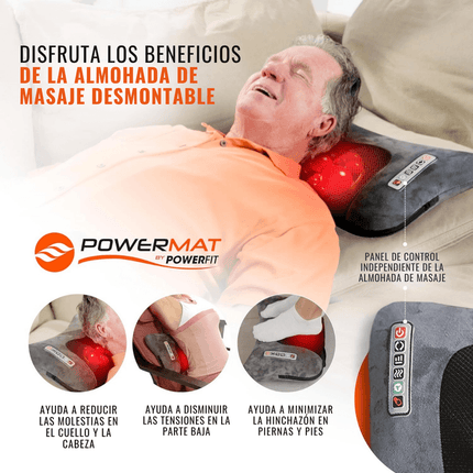 Sistema de masaje con Calor y Cojín removible con masaje Shiatsu - Powermat TVNOVEDADESTV