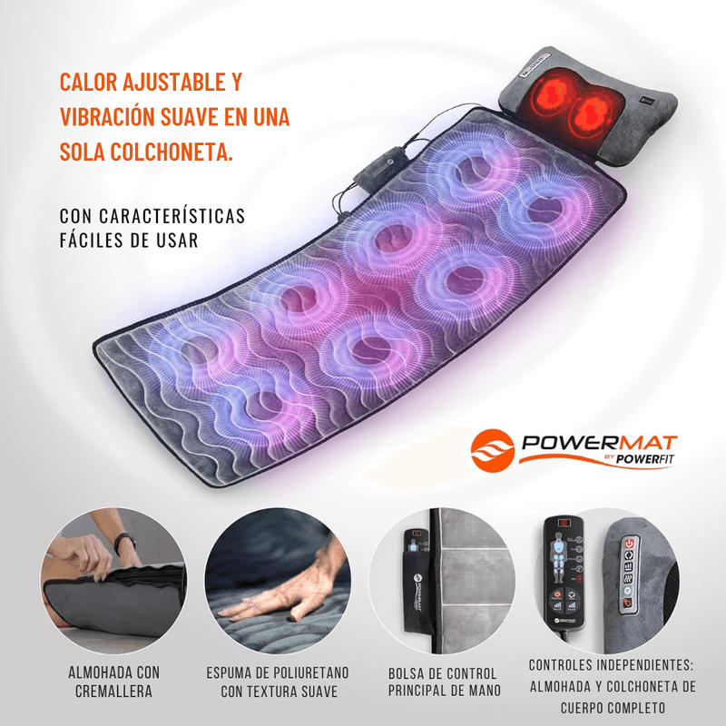 Sistema de masaje con Calor y Cojín removible con masaje Shiatsu - Powermat TVNOVEDADESTV