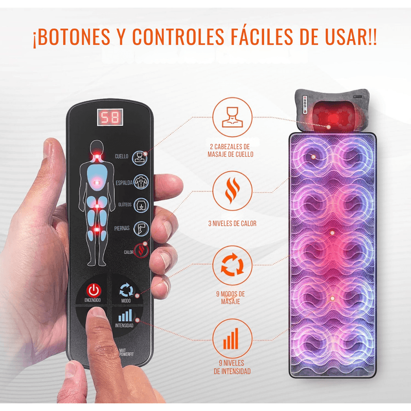 Sistema de masaje con Calor y Cojín removible con masaje Shiatsu - Powermat TVNOVEDADESTV
