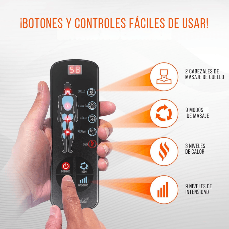Sistema de masaje con Calor y Cojín removible con masaje Shiatsu - Powermat TVNOVEDADESTV