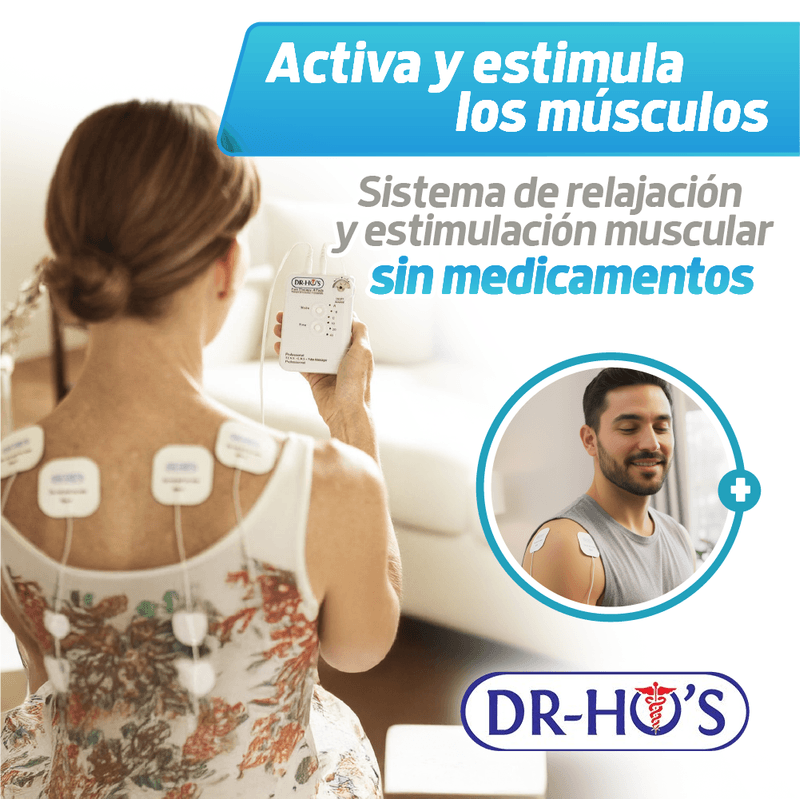 Dispositivo portátil de relajación muscular con impulsos eléctricos DR-HO – Con 4 pads reutilizables - TVNOVEDADESTV
