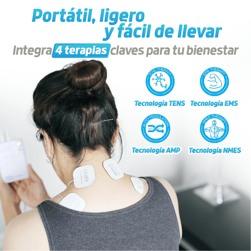 Dispositivo portátil de relajación muscular con impulsos eléctricos DR-HO – Con 4 pads reutilizables - TVNOVEDADESTV