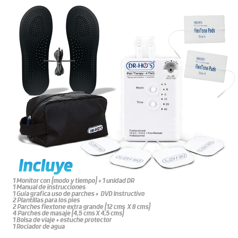 Dispositivo portátil de relajación muscular con impulsos eléctricos DR-HO – Con 4 pads reutilizables - TVNOVEDADESTV