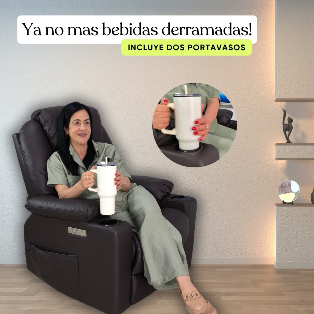 Sillón elevador Ultra - Masajeador térmico, reclinable, carga tipo C, porta vasos- standup couch