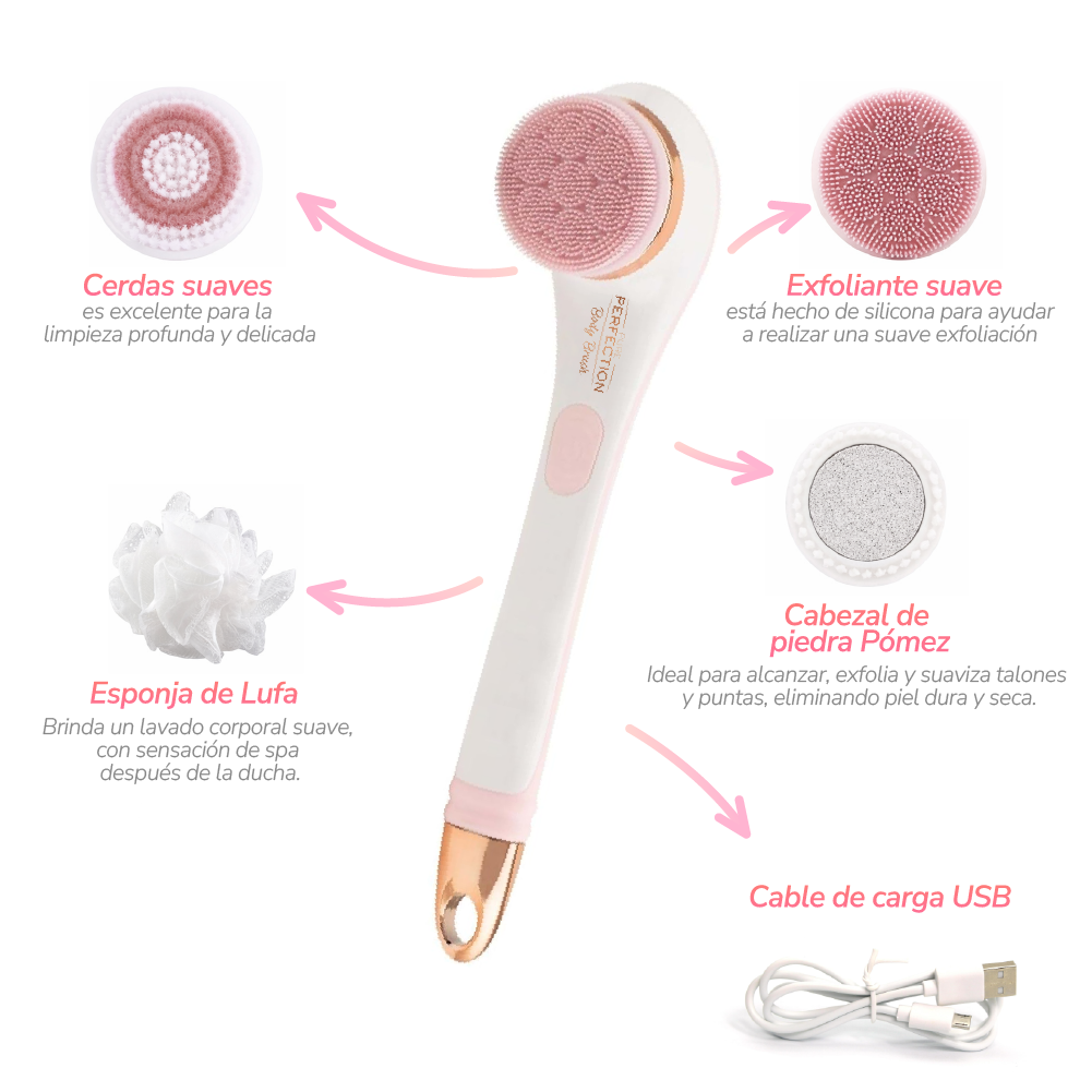 Cepillo Corporal Recargable Masajea Exfolia Piel suave