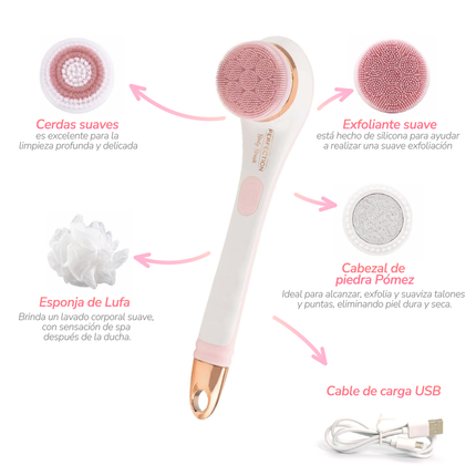 Cepillo Corporal Recargable Masajea Exfolia Piel suave