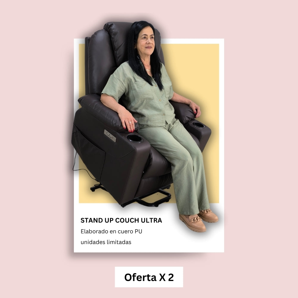 Sillón elevador Ultra - Masajeador térmico, reclinable, carga tipo C, porta vasos- standup couch