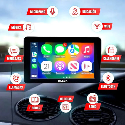 Combo para carro- pantalla inteligente Kleva smart play y espejo retrovisor Angel view