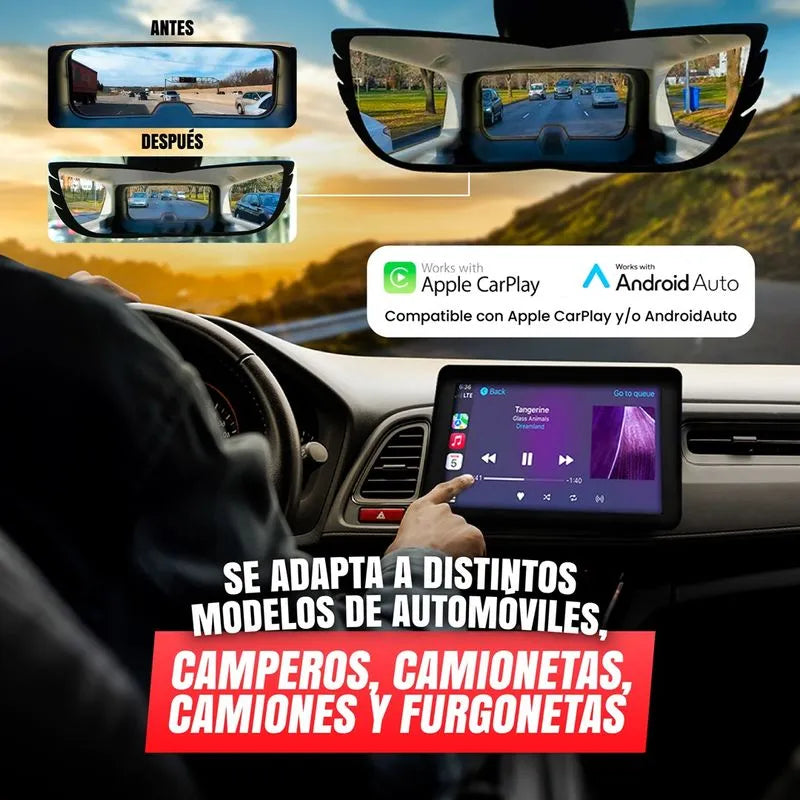 Combo para carro- pantalla inteligente Kleva smart play y espejo retrovisor Angel view