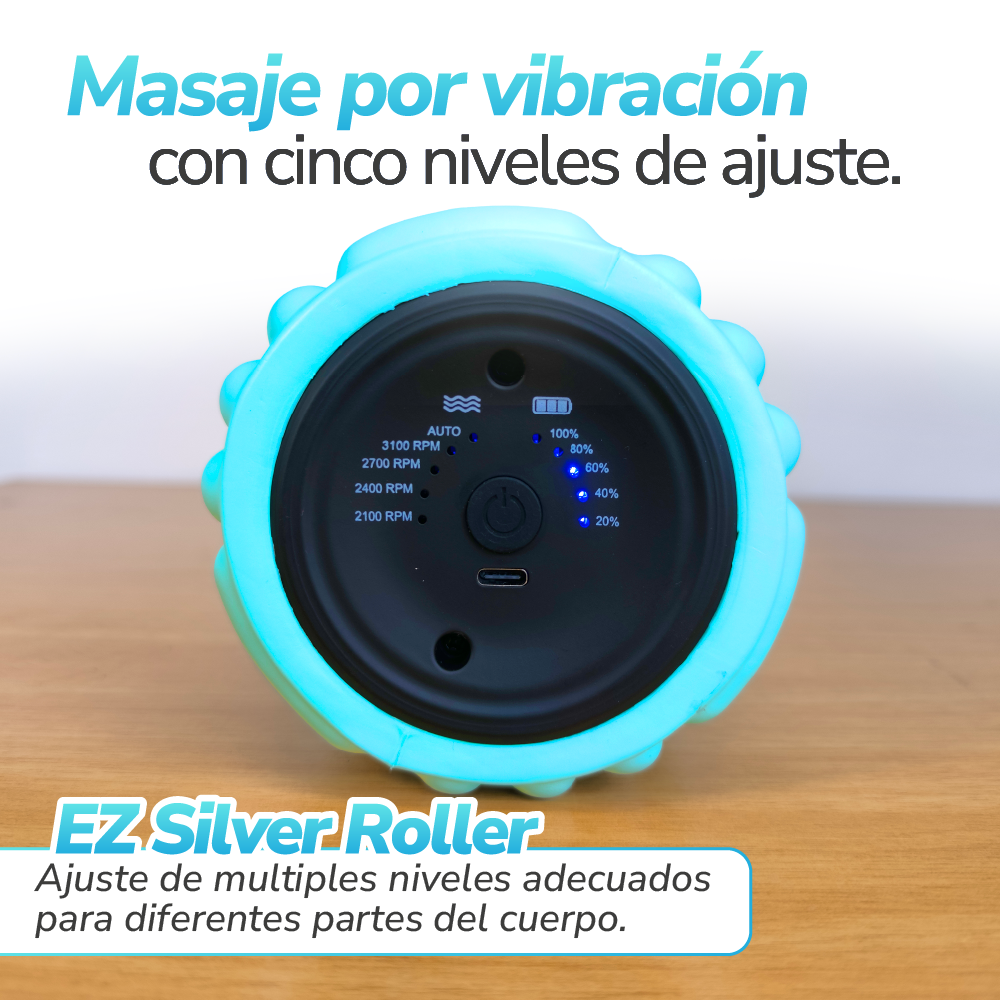 Rodillo masajeador vibratorio recargable de recuperación muscular profunda-Ez Silver Roller