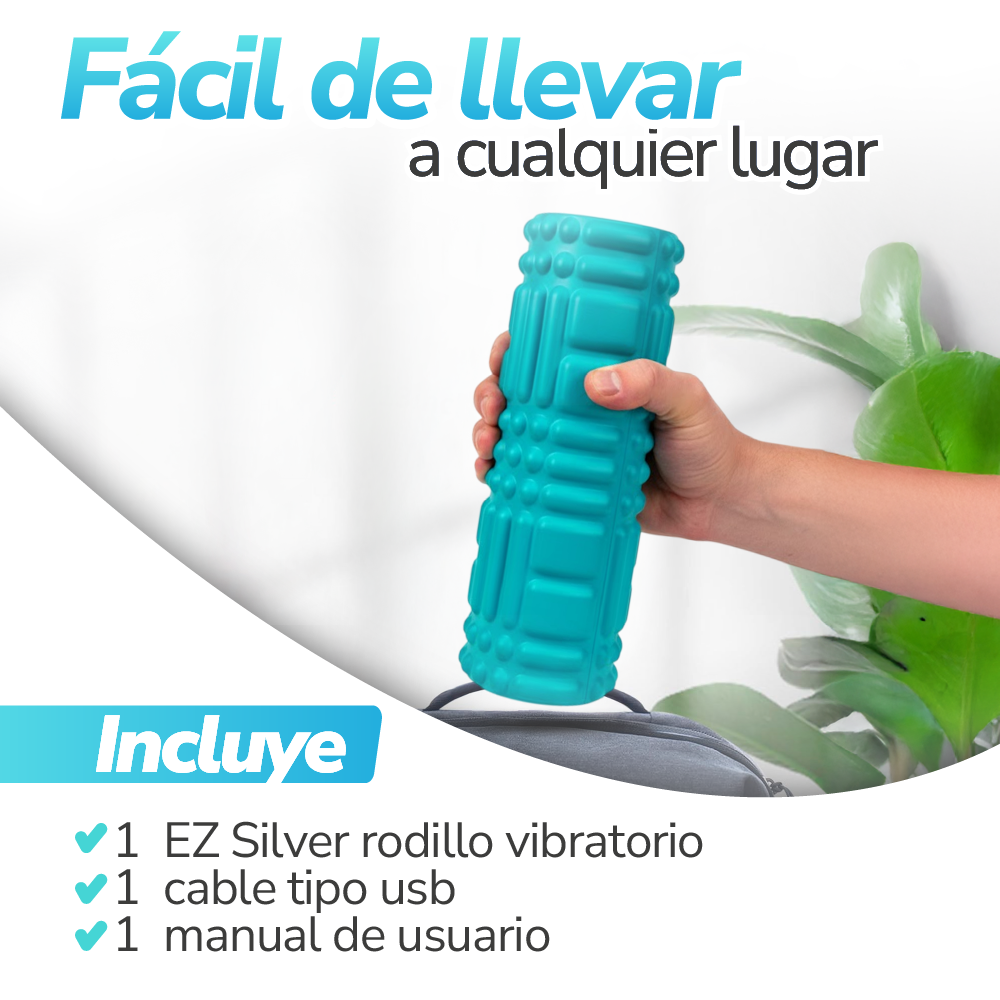 Rodillo masajeador vibratorio recargable de recuperación muscular profunda-Ez Silver Roller