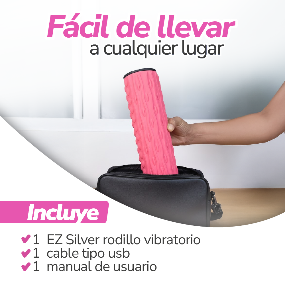 Rodillo masajeador vibratorio recargable de recuperación muscular profunda - EZ Silver Roller TV NOVEDADES TV