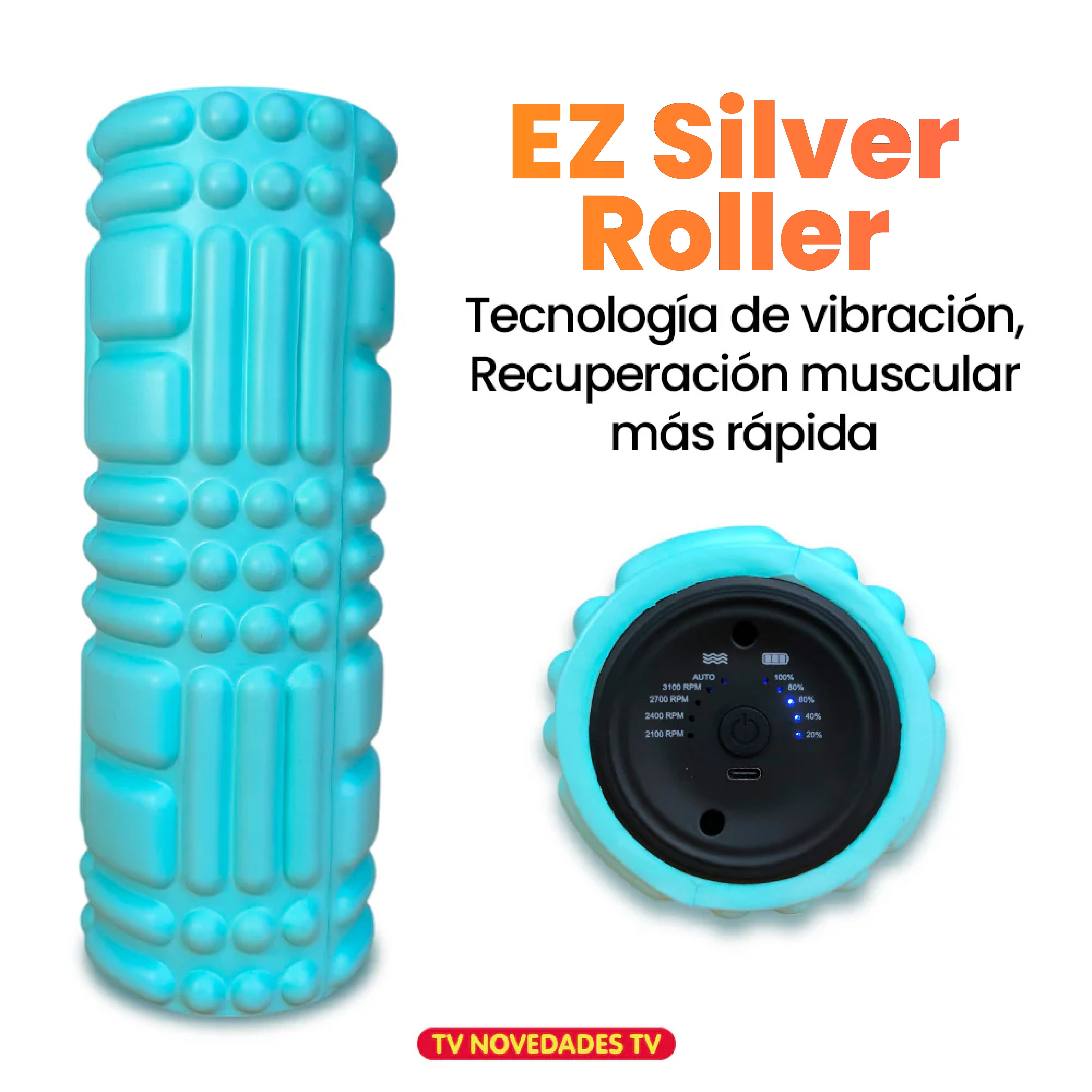 Rodillo masajeador vibratorio recargable de recuperación muscular profunda-Ez Silver Roller