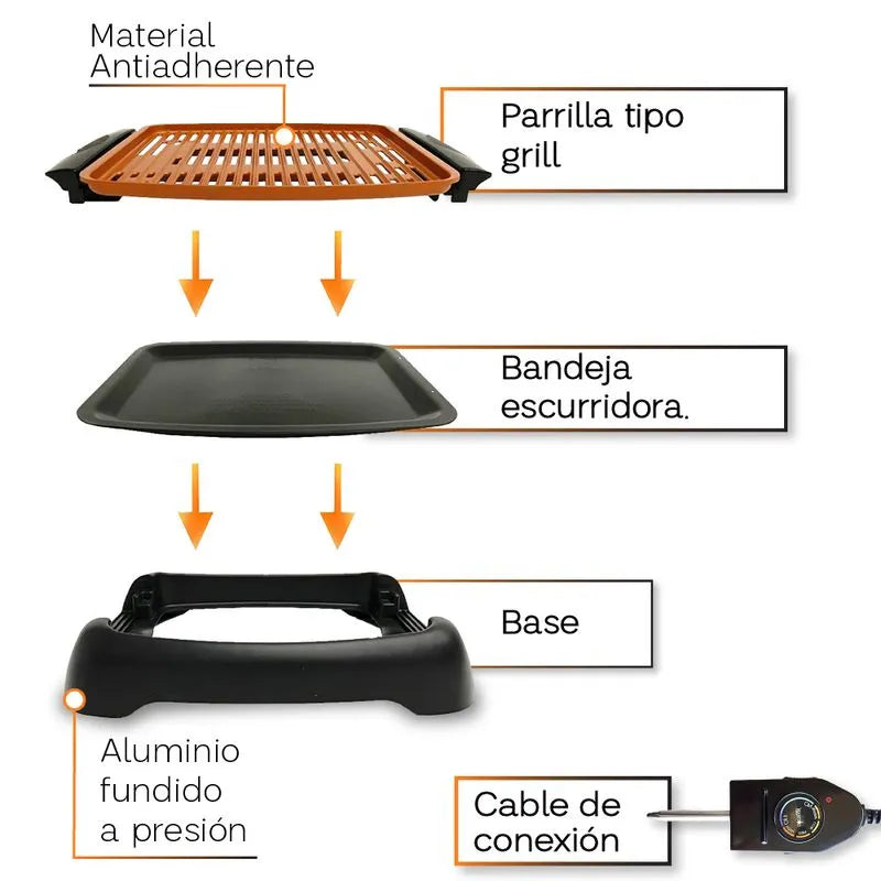 Parrilla eléctrica para interiores Gotham Steel Smokeless Grill