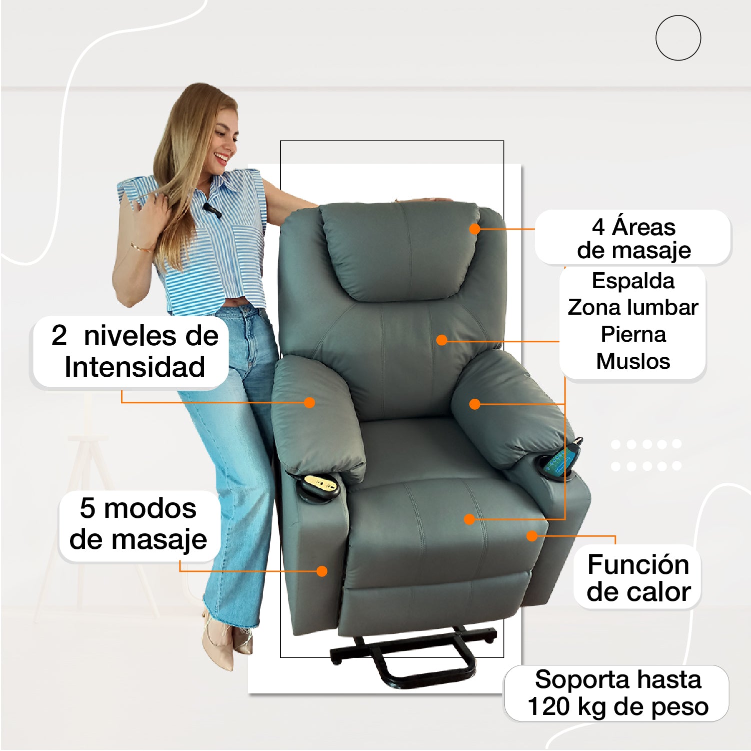 Sillón elevador Royal - Sillón elevador, masajeador y reclinable