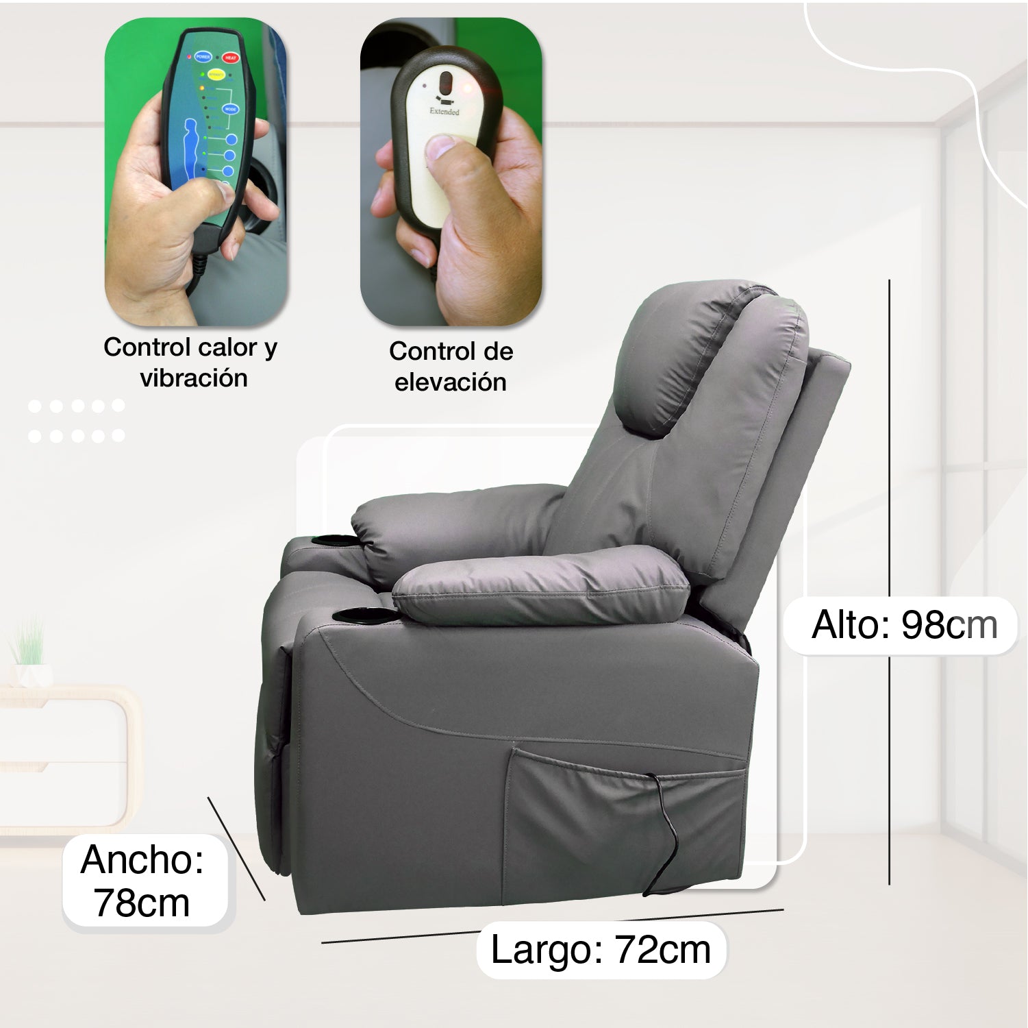 Sillón elevador Royal - Sillón elevador, masajeador y reclinable