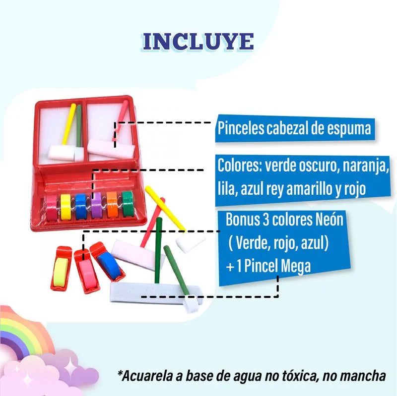 Juego de pinturas de colores lavable Rainbow Art
