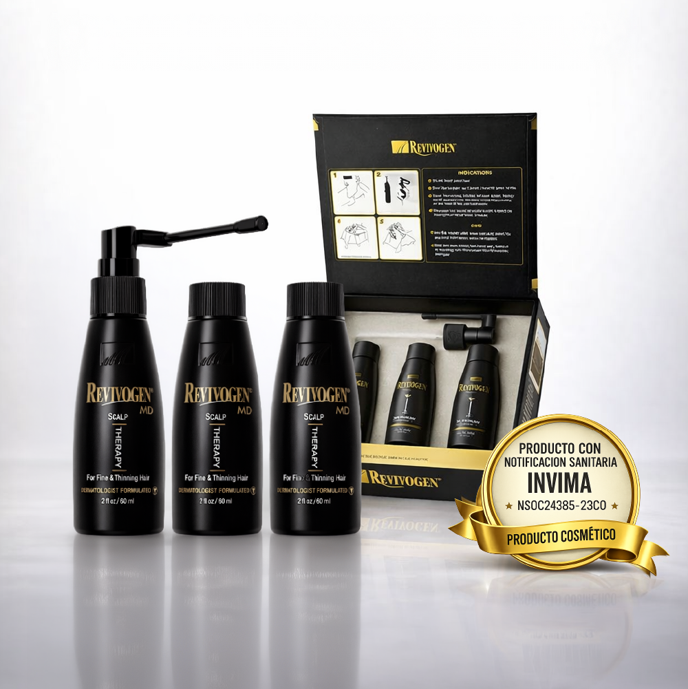 Loción capilar que ayuda a fortalecer y prevenir la caída del cabello - Revivogen Md Kit Therapy