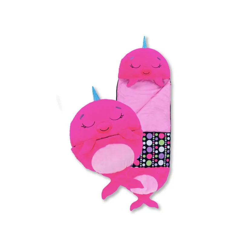 Saco de dormir para niños y divertido peluche original - Happy Nappers Mediano Narval Rosado