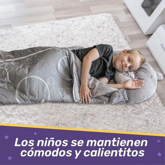 Saco de dormir para niños y divertido peluche original - Happy Nappers Mediano Tiburon Gris