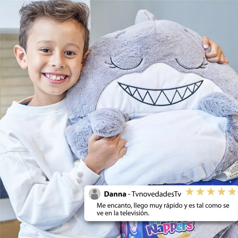 Saco de dormir para niños y divertido peluche original - Happy Nappers Mediano Tiburon Gris