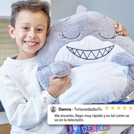 Saco de dormir para niños y divertido peluche original - Happy Nappers Mediano Tiburon Gris