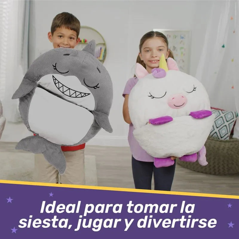 Saco de dormir para niños y divertido peluche original - Happy Nappers Mediano Tiburon Gris